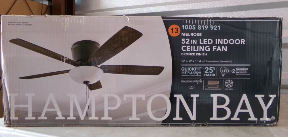 Hampton Bay 52101 Melrose 52 in. Indoor LED Hugger Bronze Dry Rated Ceiling Fan